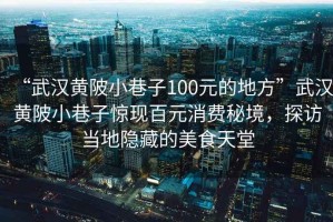 “武漢黃陂小巷子100元的地方”武漢黃陂小巷子驚現(xiàn)百元消費秘境，探訪當?shù)仉[藏的美食天堂