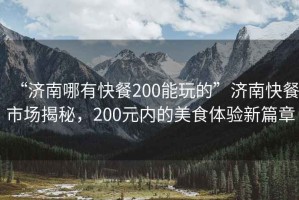 “濟南哪有快餐200能玩的”濟南快餐市場揭秘，200元內的美食體驗新篇章
