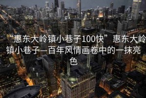 “惠東大嶺鎮(zhèn)小巷子100快”惠東大嶺鎮(zhèn)小巷子—百年風情畫卷中的一抹亮色
