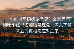“小紅書里招嫖暗號是什么意思啊”揭秘小紅書招嫖暗號現(xiàn)象，深入了解背后的真相與應(yīng)對之策