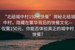 “北碚城中村150元快餐”揭秘北碚城中村，隱藏在繁華背后的快餐文化—僅需150元，你能否體驗(yàn)真正的城中村快餐？