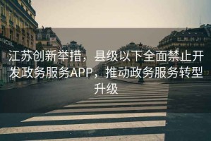 江蘇創(chuàng)新舉措，縣級(jí)以下全面禁止開發(fā)政務(wù)服務(wù)APP，推動(dòng)政務(wù)服務(wù)轉(zhuǎn)型升級(jí)