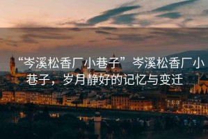“岑溪松香廠小巷子”岑溪松香廠小巷子，歲月靜好的記憶與變遷