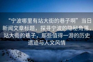 “寧波哪里有站大街的巷子啊”當日新聞文章標題，探尋寧波的隱秘角落，站大街的巷子，那些值得一游的歷史遺跡與人文風情