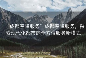 “成都空降服務”成都空降服務，探索現(xiàn)代化都市的全方位服務新模式