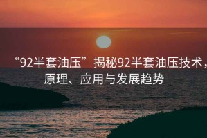 “92半套油壓”揭秘92半套油壓技術(shù)，原理、應(yīng)用與發(fā)展趨勢