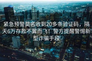 緊急預(yù)警莫名收到20多條驗(yàn)證碼，隔天6萬存款不翼而飛！警方提醒警惕新型詐騙手段