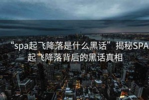 “spa起飛降落是什么黑話”揭秘SPA起飛降落背后的黑話真相