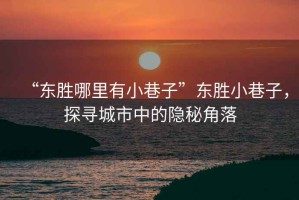 “東勝哪里有小巷子”東勝小巷子，探尋城市中的隱秘角落
