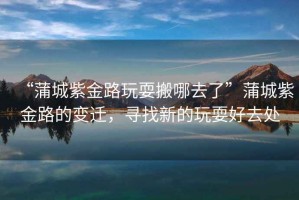 “蒲城紫金路玩耍搬哪去了”蒲城紫金路的變遷，尋找新的玩耍好去處