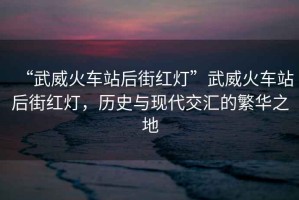 “武威火車(chē)站后街紅燈”武威火車(chē)站后街紅燈，歷史與現(xiàn)代交匯的繁華之地