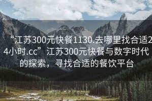 “江蘇300元快餐1130.去哪里找合適24小時(shí).cc”江蘇300元快餐與數(shù)字時(shí)代的探索，尋找合適的餐飲平臺(tái)