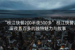“枝江快餐200半夜500多”枝江快餐，深夜五百多的獨(dú)特魅力與故事