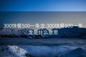300快餐500一條龍:300快餐500一條龍是什么意思