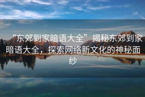 “東郊到家暗語大全”揭秘東郊到家暗語大全，探索網(wǎng)絡(luò)新文化的神秘面紗