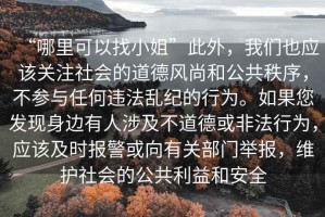 “哪里可以找小姐”此外，我們也應(yīng)該關(guān)注社會(huì)的道德風(fēng)尚和公共秩序，不參與任何違法亂紀(jì)的行為。如果您發(fā)現(xiàn)身邊有人涉及不道德或非法行為，應(yīng)該及時(shí)報(bào)警或向有關(guān)部門舉報(bào)，維護(hù)社會(huì)的公共利益和安全