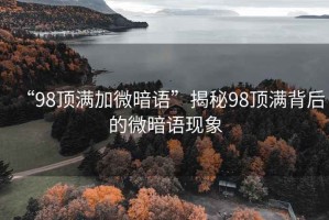 “98頂滿加微暗語”揭秘98頂滿背后的微暗語現象