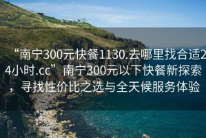 “南寧300元快餐1130.去哪里找合適24小時.cc”南寧300元以下快餐新探索，尋找性價比之選與全天候服務(wù)體驗