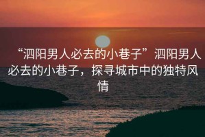 “泗陽男人必去的小巷子”泗陽男人必去的小巷子，探尋城市中的獨特風(fēng)情