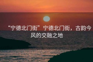 “寧德北門街”寧德北門街，古韻今風(fēng)的交融之地
