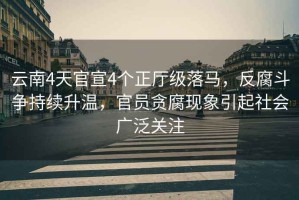 云南4天官宣4個(gè)正廳級(jí)落馬，反腐斗爭(zhēng)持續(xù)升溫，官員貪腐現(xiàn)象引起社會(huì)廣泛關(guān)注