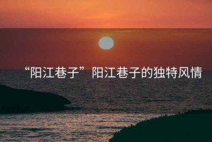 “陽江巷子”陽江巷子的獨(dú)特風(fēng)情