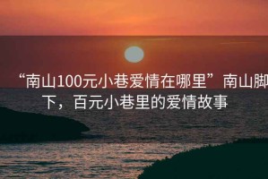 “南山100元小巷愛情在哪里”南山腳下，百元小巷里的愛情故事