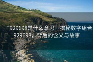 “929698是什么意思”揭秘數(shù)字組合929698，背后的含義與故事