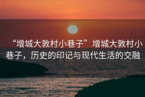 “增城大敦村小巷子”增城大敦村小巷子，歷史的印記與現(xiàn)代生活的交融