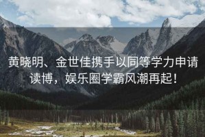 黃曉明、金世佳攜手以同等學(xué)力申請讀博，娛樂圈學(xué)霸風(fēng)潮再起！