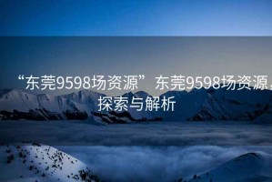 “東莞9598場資源”東莞9598場資源，探索與解析