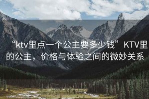 “ktv里點(diǎn)一個(gè)公主要多少錢”KTV里的公主，價(jià)格與體驗(yàn)之間的微妙關(guān)系