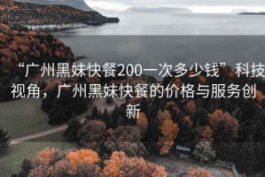 “廣州黑妹快餐200一次多少錢”科技視角，廣州黑妹快餐的價格與服務(wù)創(chuàng)新