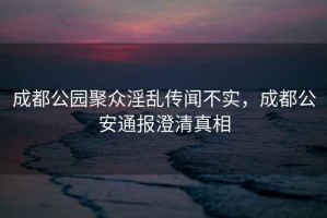 成都公園聚眾淫亂傳聞不實(shí)，成都公安通報(bào)澄清真相