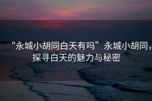 “永城小胡同白天有嗎”永城小胡同，探尋白天的魅力與秘密
