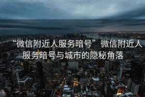 “微信附近人服務(wù)暗號(hào)”微信附近人服務(wù)暗號(hào)與城市的隱秘角落