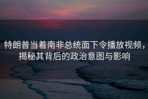 特朗普當著南非總統(tǒng)面下令播放視頻，揭秘其背后的政治意圖與影響