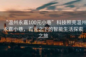 “溫州永嘉100元小巷”科技照亮溫州永嘉小巷，百元之下的智能生活探索之旅