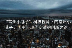 “常州小巷子”科技視角下的常州小巷子，歷史與現(xiàn)代交融的創(chuàng)新之路
