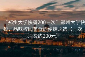 “鄭州大學(xué)快餐200一次”鄭州大學(xué)快餐，品味校園美食的便捷之選（一次消費約200元）