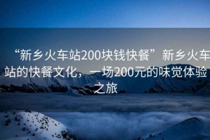 “新鄉(xiāng)火車站200塊錢快餐”新鄉(xiāng)火車站的快餐文化，一場200元的味覺體驗之旅