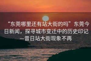 “東莞哪里還有站大街的嗎”東莞今日新聞，探尋城市變遷中的歷史印記—昔日站大街現(xiàn)象不再