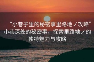 “小巷子里的秘密事里路地ノ攻略”小巷深處的秘密事，探索里路地ノ的獨(dú)特魅力與攻略