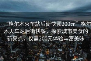 “格爾木火車(chē)站后街快餐200元”格爾木火車(chē)站后街快餐，探索城市美食的新亮點(diǎn)，僅需200元體驗(yàn)豐富美味