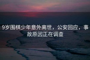 9歲圍棋少年意外離世，公安回應(yīng)，事故原因正在調(diào)查