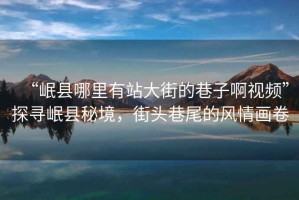 “岷縣哪里有站大街的巷子啊視頻”探尋岷縣秘境，街頭巷尾的風情畫卷