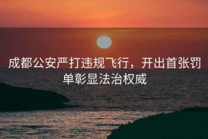成都公安嚴(yán)打違規(guī)飛行，開出首張罰單彰顯法治權(quán)威