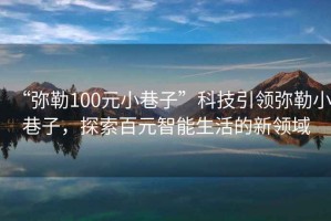 “彌勒100元小巷子”科技引領(lǐng)彌勒小巷子，探索百元智能生活的新領(lǐng)域