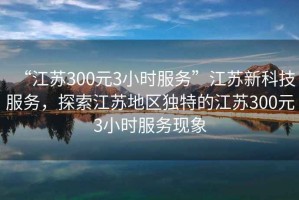 “江蘇300元3小時服務”江蘇新科技服務，探索江蘇地區(qū)獨特的江蘇300元3小時服務現(xiàn)象