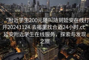 “附近學生200元隨叫隨到延安在線打開20241124.去哪里找合適24小時.cc”延安附近學生在線服務，探索與發(fā)現(xiàn)之旅